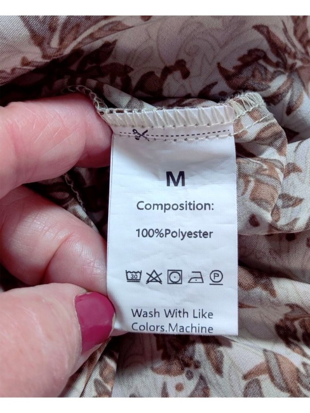 Maxi Boho Tiered Skirt M Shein Beige Brown Damask Print Smocked Elastic Waist - Picture 8 of 12
